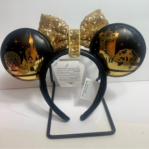 NWT. Disney Park Icons Ear Headband with Removable gold sequin Bow. - Picture 11 of 12